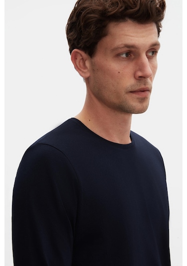 Ds Damat Slim Fit Lacivert Bisiklet Yaka %100 Pamuk Nefes Alabilen Uzun Kollu Body T-shirt 4hc14ort0007m 101