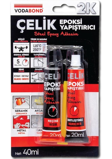 Vodabond Isıya Dayanıklı Çok Amaçlı Epoksi Çelik Yapıştırıcı 40 Ml.