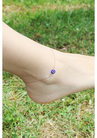 Argentum Concept Nazar Bocuklu 925 Ayar Gümüş Rose Halhal - H000501 Pembe