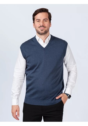 Rew Mark Yün Düz Yelek 90996436 Açık Mavi