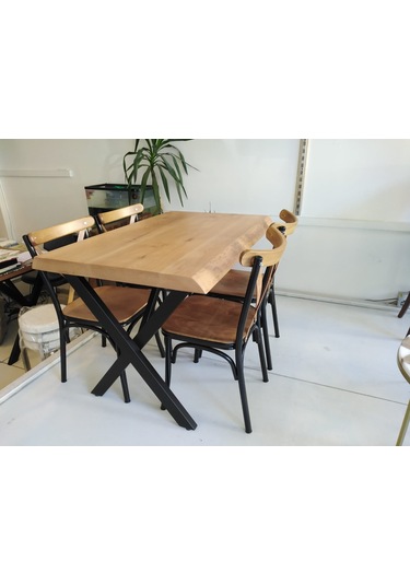 Bintaşmobilya 4 Kişilik Kütük Masa Tonet Sandalye Takımı 120X80.Cm