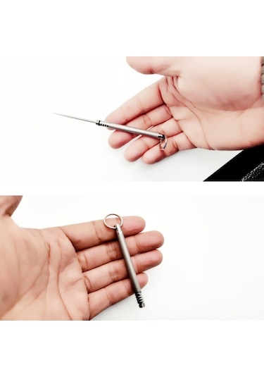 Titanyum Alaşımlı Entegre Kürdan Tutucu Taşınabilir Tek Kullanımlık Kürdanlar Gri