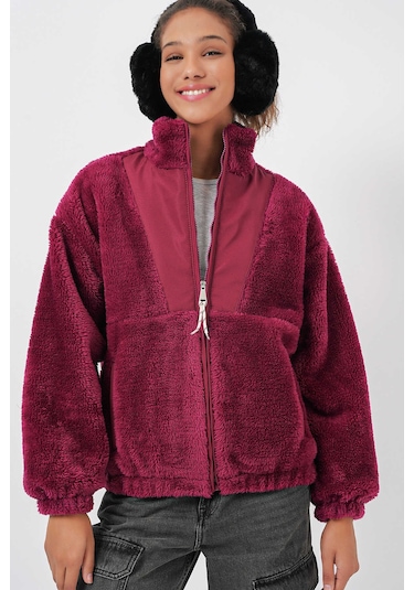 Gabria Fermuarlı Peluş Mont Vişne