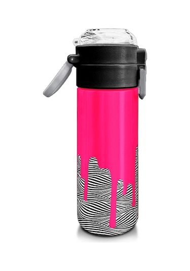 Coral High Kids Pembe Siyah Beyazdesenli Pipetli Ve Direkt İçim Çelik Termos 500 Ml 31878 Pembe - Siyah
