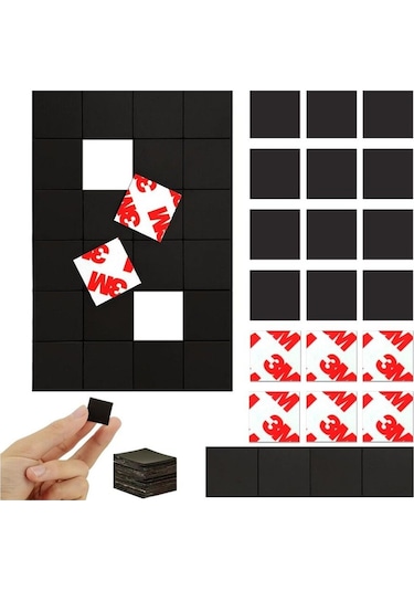 100 Parça 3m Yapışkanlı Etiket Magnet Tabaka Mıknatıs - 15x15 Mm