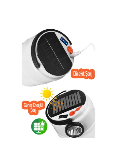 Qianfan 5 Modlu Şarjlı Güneş Enerjili Solar Aydınlatmalı Kamp Mavi