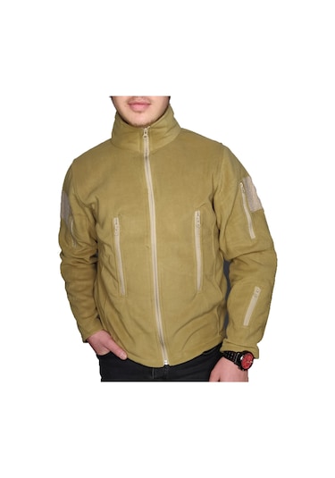 Lıghtınghm Erkek Haki Askeri Taktik Fermuarlı Polar Mont Ceket