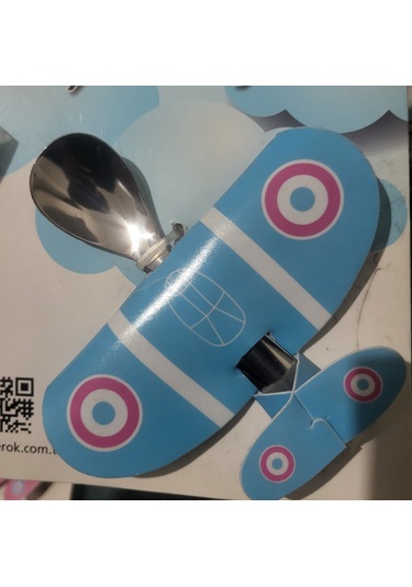 Bebek Mavi Neşeli Uçak Mama Kaşığı