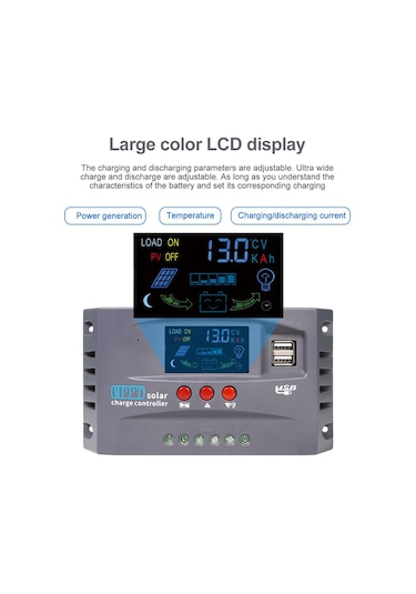 Gajeena 30a Mppt Güneş Kontrolörü 12v/24v Otomatik Tanıma, Ev/rv/deniz Güneş Sistemi İçin Şarj Regülatörü Ve Stabilizatörü