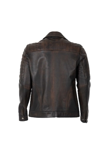 By Motto Vintage Erkek Motorcu Hakiki Deri Ceket Haki