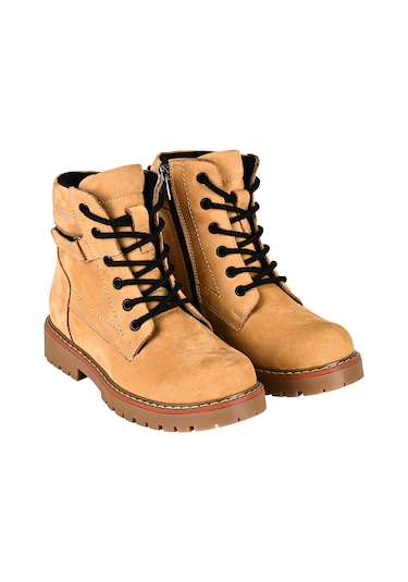 Dr.comfort Dr.1400 Hakiki Deri Çocuk Bot Kaydırmaz Taban, Ortopedik, Sıcak Astar, Fermuarlı Camel
