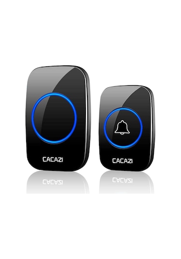 Cacazi Kablosuz Uzaktan Kumandalı Led Kapı Zili Siyah