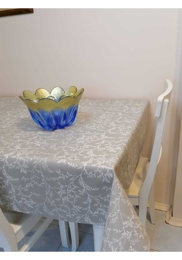 Elyaflı Pvc Muşamba - Desenli Silinebilir Masa Örtüsü 02mrl203c Gri