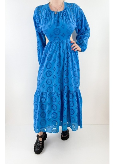 Modaonna Mavi Fisto Tasarım Elbise