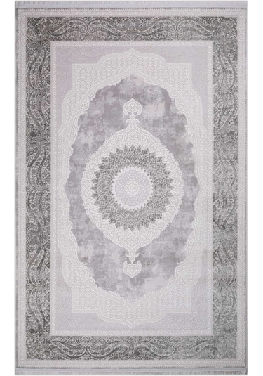 Voyage %100 Akrilik Yumuşak Dokulu Halı Kilim Salon Mutfak Koridor Yolluk Dokuma Makine Halısı Ac-408 Gri