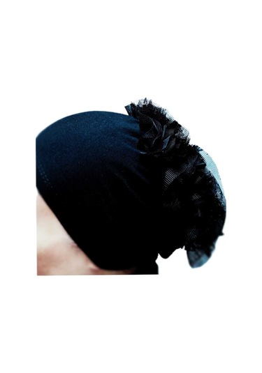 Bone Fırfırlı, Hijab, Tesettür Bone, Topuz, Siyah Penye Dikişli Bone 2 Adet Renkli Çok Renkli