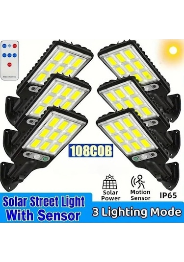Tongxida 2 Adet 108 Cob Güneş Işıkları, 3 Modlu Su Geçirmez Hareket Sensörü, Güvenlik Aydınlatma, Duvar Sokak Lambası, Bahçe 2pcs