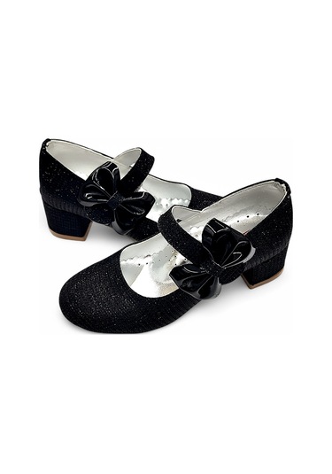 Beebron Ortopedik Topuklu Abiye Kız Çocuk Ayakkabı Shining Series Abiayk2401 Simli Siyah Siyah - Simli