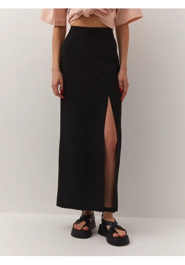 Enmoone Yırtmaçlı Maxi Etek 168225262 Siyah