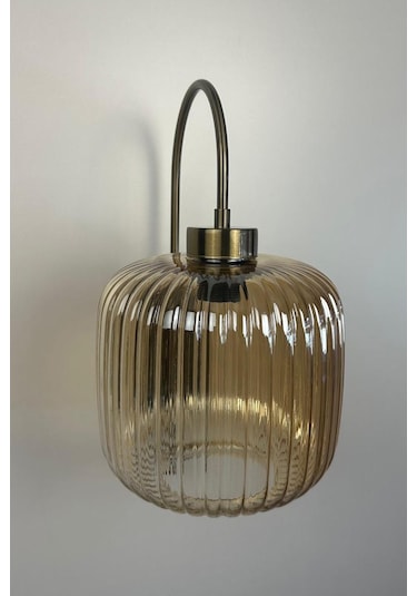 Mopa Bal Rengi Cam Tekli Aplik Retro Sarkıt Lamba Restoran Salon Aydınlatma Bal