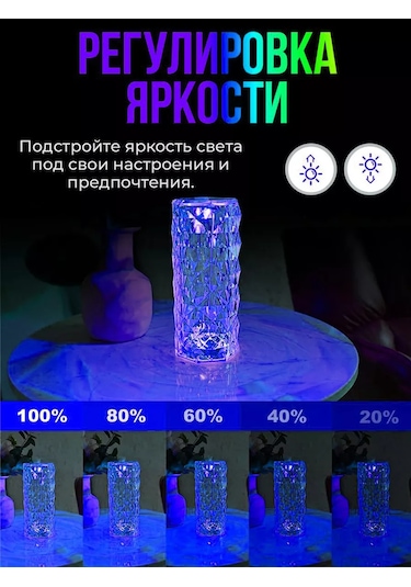 Menko Şarj Edilebilir Gece Lambası Kristal 218181569 Şeffaf Kristal