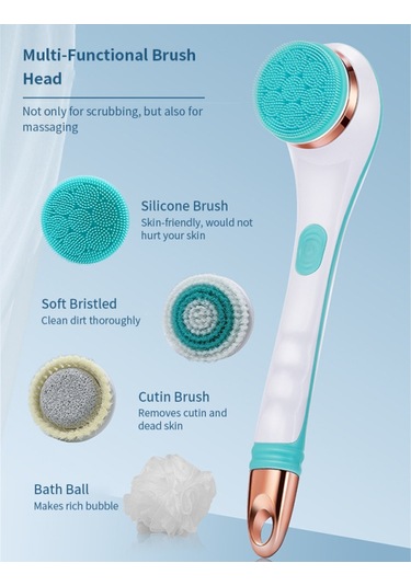 Leezsing 4'ü 1 Arada Çok Amaçlı Banyo Aleti Uzun Saplı Elektrikli Banyo Fırçası Güçle Çalışan Duş Temizleme Fırçası Cihazı-947 Çok Renkli