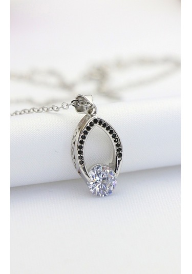 Nano Siyah Taşlı 3D Gümüş Kolye