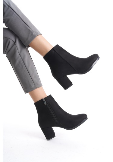 Kadın Liva Düz Topuklu Kısa Bot Siyah Süet