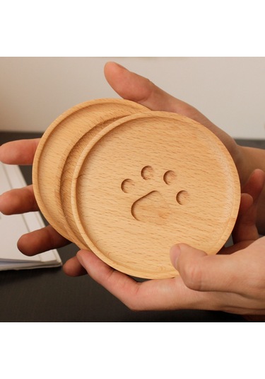 Yaozixa Japon Gaya Açıkçay Ahşap Ayak Desenli Isı Dayanıklı Kaymaz Engelleyici Bardak Altlığı Yuvarlak Diğer