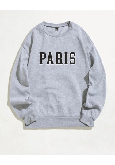 Unisex Paris Bisiklet Yaka Sweatshirt 001