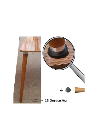 Depolife Gürgen Konik Ahşap Ayak Vidalı Pabuç Montaj Aparatlı 15 Derece Eğ (292216678)