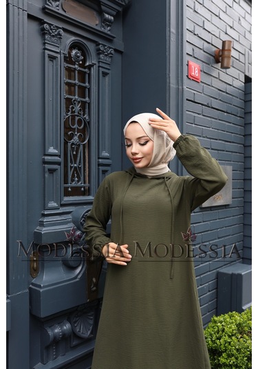 Kadın Haki Aerobin Uzun Kapşonlu İkili Takım T0216 Haki