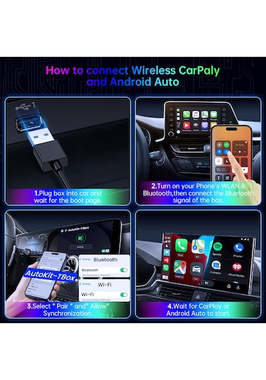 Y2 Carplay & Android Auto Box 4gb+32gb Youtube Hareket Halinde Video, Wifi6, Dahili Gps, Tv Bağlantı Diğer