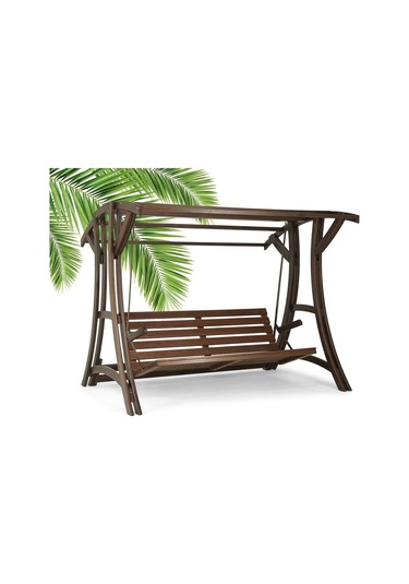 Akasya Ladin Ahşap Salıncak Dış Mekan Bahçe, Teras Salıncağı -krem Krem