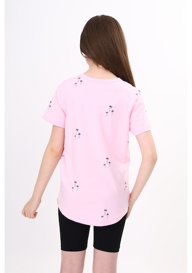 Toontoy Kids Toontoy Kız Çocuk Baskılı Tişört Açık Pembe