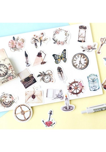 Jms 46 Adet Vintage Gotik Dekorasyon Kağıt Çıkartmalar Kawaii Etiket Engo Diğer