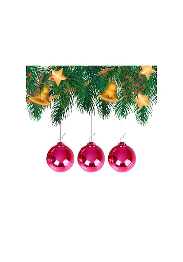 Yılbaşı Çam Ağacı Süsü Fuşya Top 4 Cm 6'lı