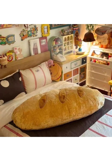 Suntek Ekmek Şeklinde Peluş Yastık 3d Yumuşak Bel Desteği Turuncu