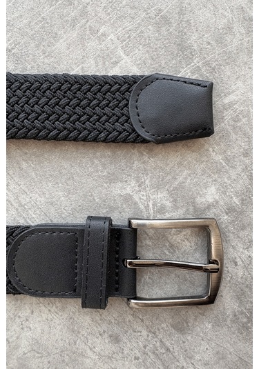 Erkek Hasır Örgü Kemer Siyah
