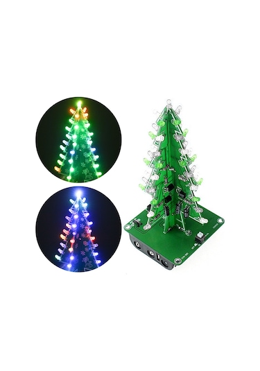 Xindoker Renkli Led'li Dıy Yılbaşı Ağacı Seti - 37 Işık, 7 Renk, Lehimleme Gerektirir