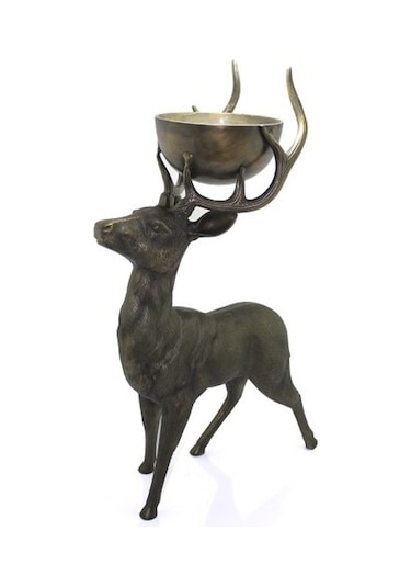 Metal Geyikli Kase 77 Cm Renkli