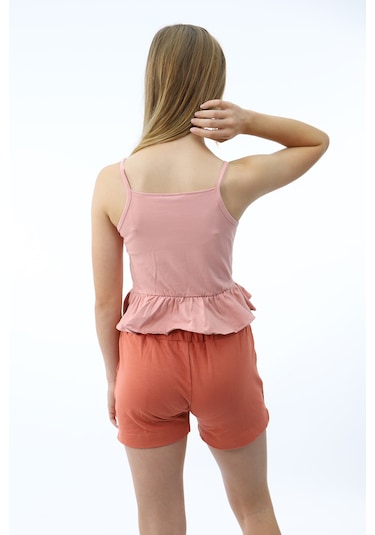 Toontoy Kız Çocuk Şortlu Takım Koyu Pudra