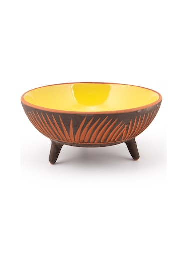 Seramik Ayaklı Sunum Tabağı 20 Cm Sarı