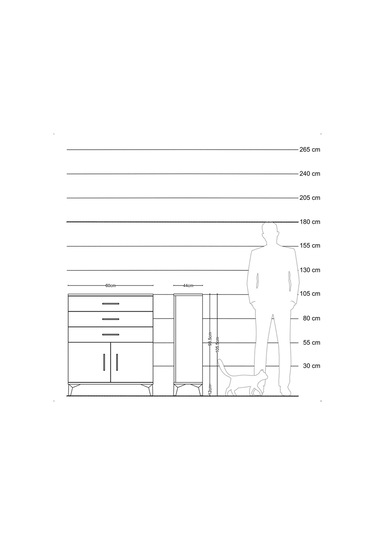 Hyperion Komodin Tek Raflı 3 Çekmeceli 2 Kapaklı 60x44x106 Çam-antrasit Atlas Çam