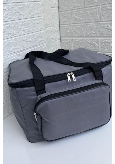 45 Lt. Termal Kamp Ve Piknik Yemek Taşıma Çantası, Soğutucu Buzluk Çanta Gri