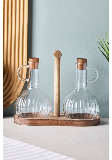 Ralf 2'li 350 Ml Akasya Standlı Yağdanlık-sirkelik Seffaf Şeffaf