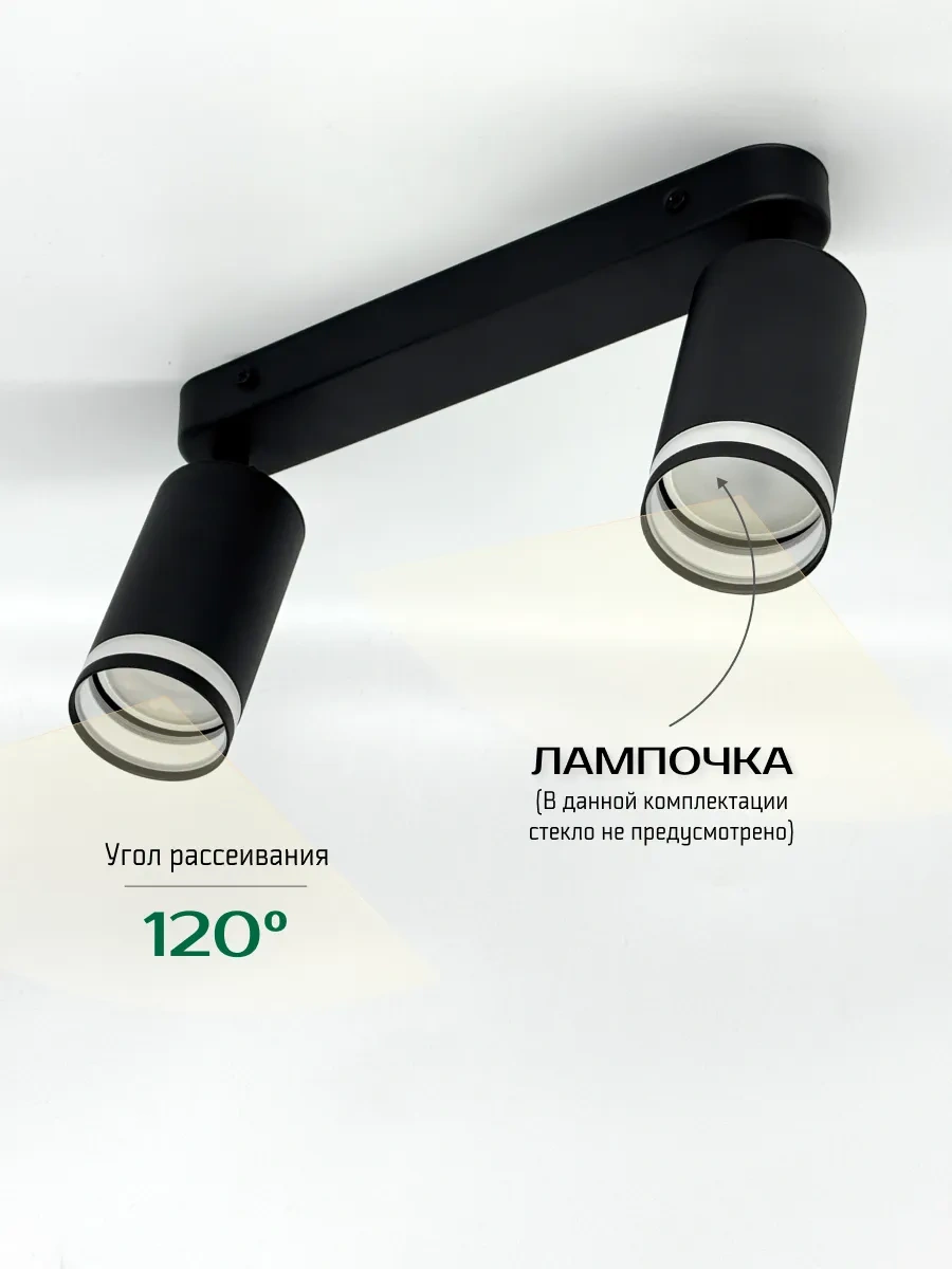 Truenergy 2 Ampullü Döner Duvar/tavan Spotu Aplik 254261523 Siyah