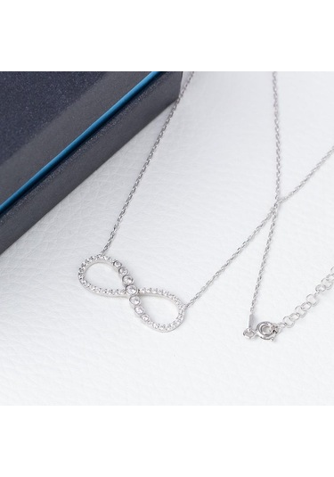 Sonsuzluk Model-1 Zirkon Taşlı 925 Ayar Gümüş Kadın Kolye