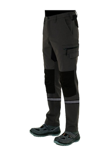 Şensel, Reflektörlü İş Pantolonu, Gri-Siyah -54E6282-İş Elbisesi Gri