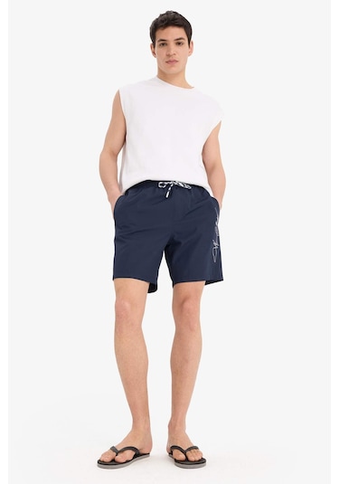 Defacto Regular Fit File Astarlı Kısa Boy Deniz Şortu B7255ax25hsnv256 Lacivert